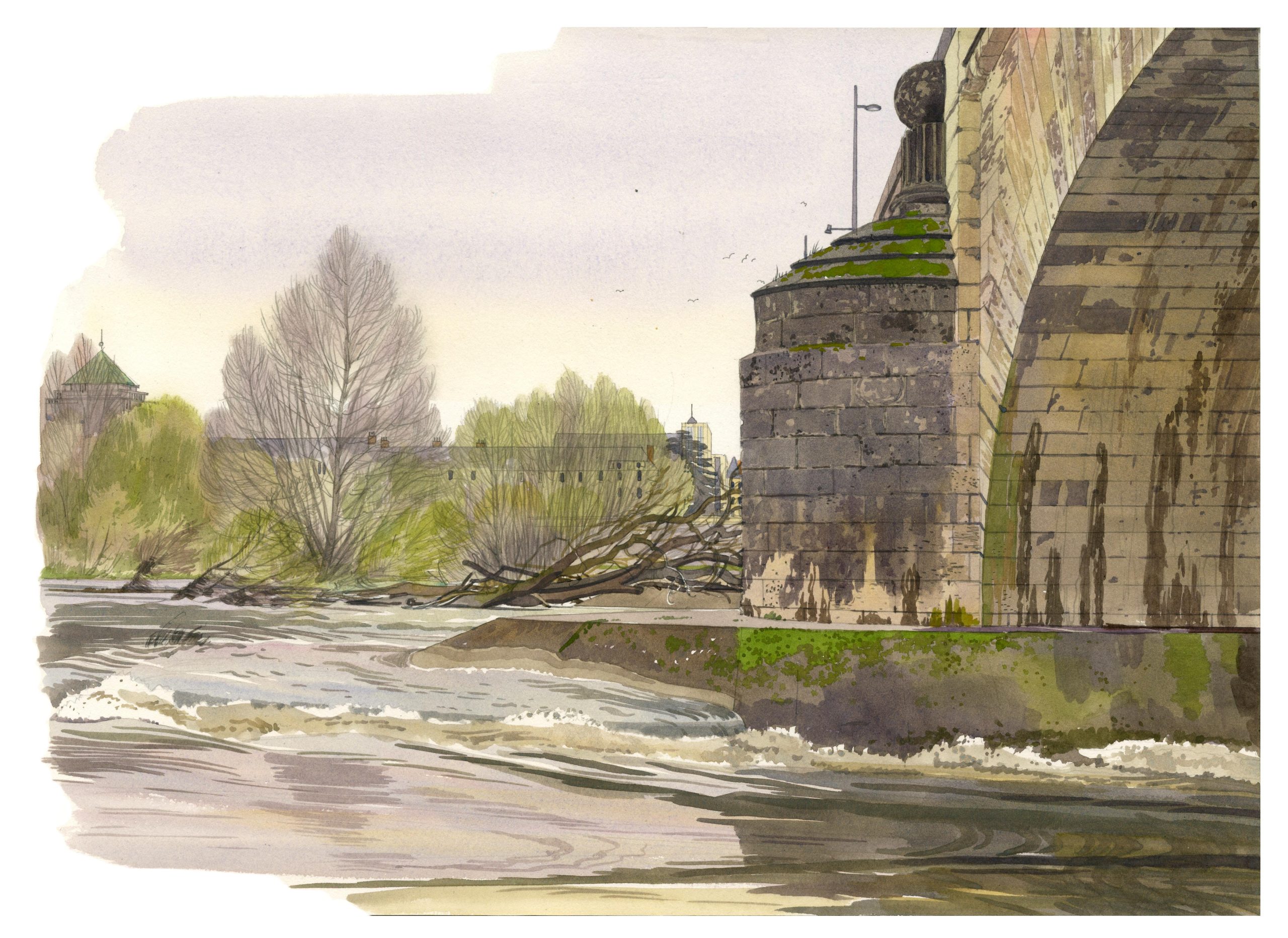 Pont Wilson-crue hiver-amont-leger